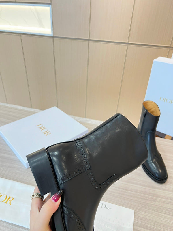 CD Short Boots Black Calfskin