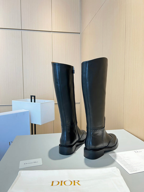 CD High Boots Black Calfskin