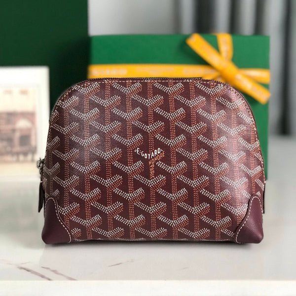 POCHETTE PER COSMETICI VENDÔME 17 IN TELA GOYARDINE ROSSO VINO E FINITURE IN PELLE DI VITELLO