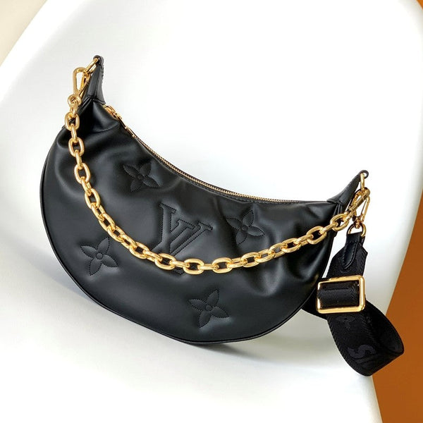 LV Over The Moon Handbag 27.5cm Black Embroidered Smooth Calfskin