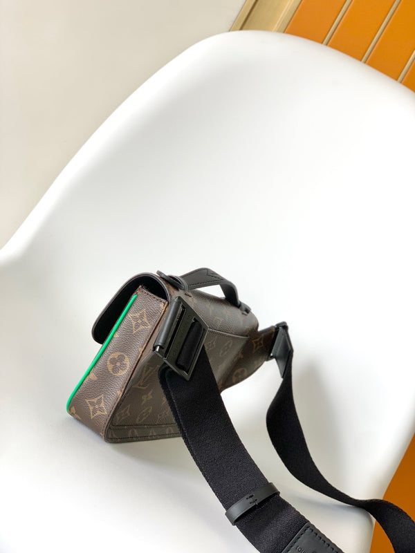 LV S Lock Sling Bag 21cm Brown Green Monogram Macassar Canvas