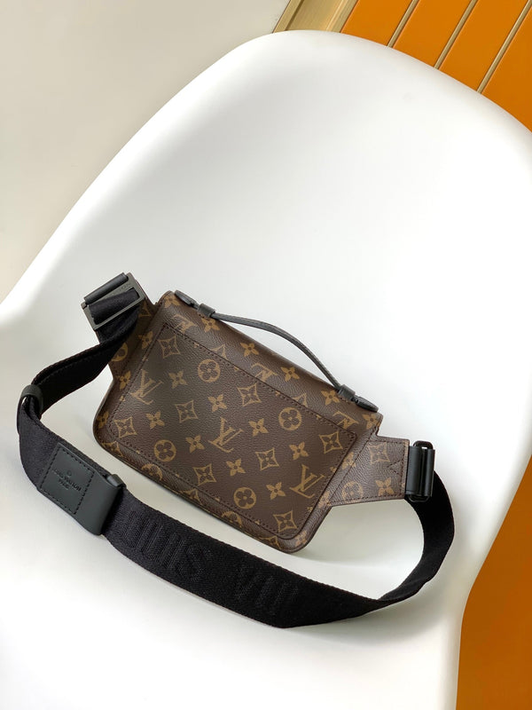 LV S Lock Sling Bag 21cm Brown Green Monogram Macassar Canvas