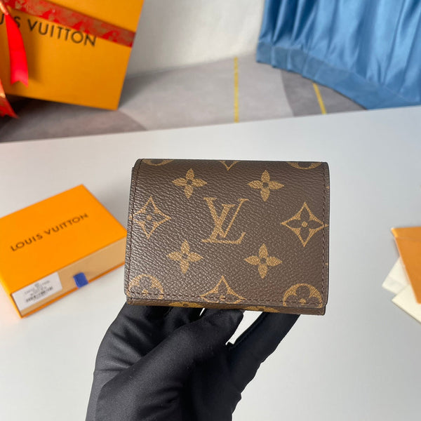 LV Enveloppe Carte De Visite Card Holder Monogram Canvas 221498