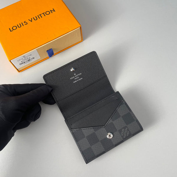 LV Enveloppe Carte De Visite Card Holder Damier Graphite Canvas 221501