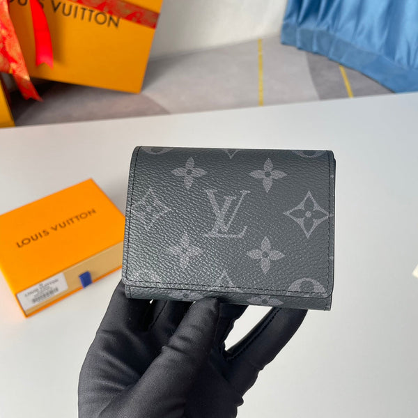 LV Enveloppe Carte De Visite Card Holder Monogram Eclipse Canvas 221499