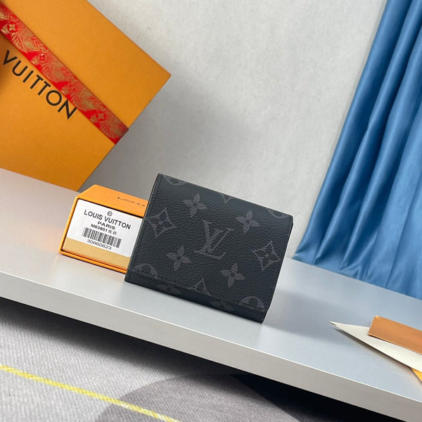 LV Enveloppe Carte De Visite Card Holder Monogram Eclipse Canvas 221499