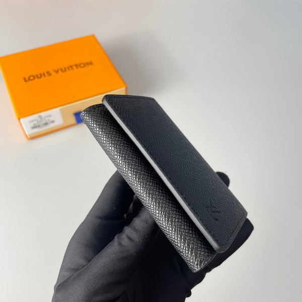 LV Enveloppe Carte De Visite Card Holder Black Taiga Leather 221503