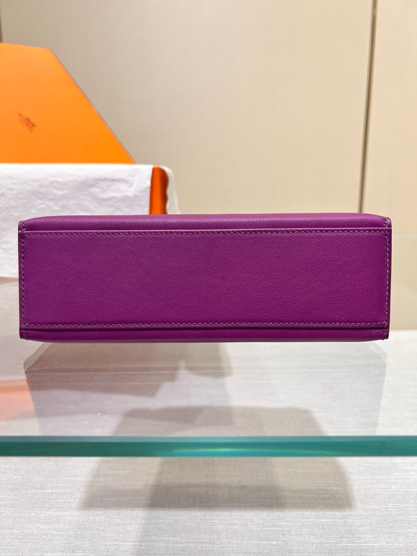 HM KELLY POCHETTE 22CM PURPLE SWIFT SILVER HARDWARE