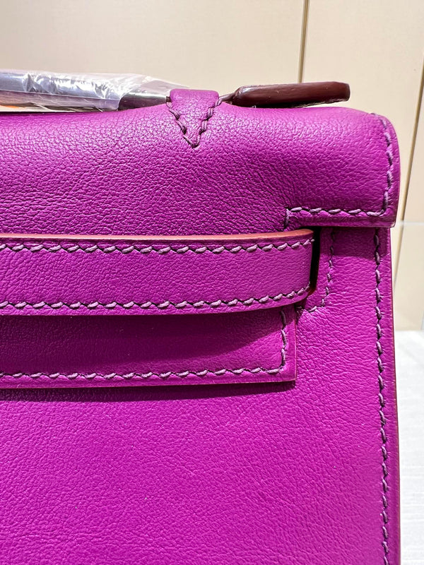 HM KELLY POCHETTE 22CM PURPLE SWIFT SILVER HARDWARE