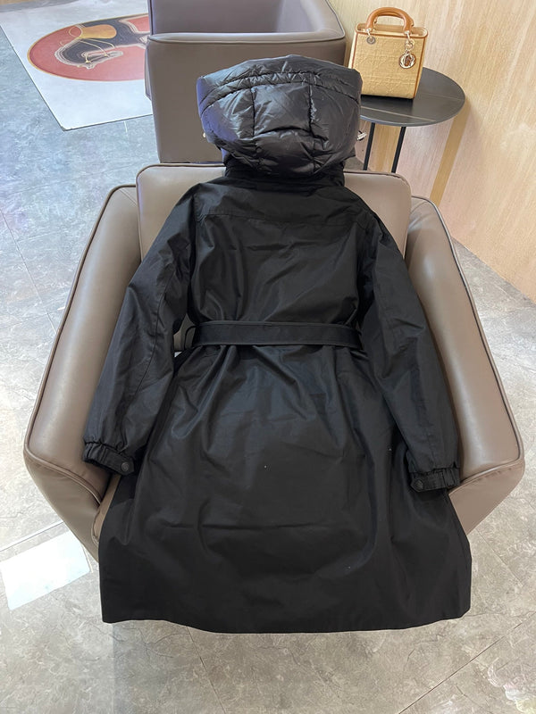 Burberry 25 Trench Coat Two-piece Set Black Cotton Down Nylon