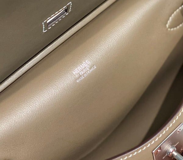 KELLY 23CM JYPSIERE BROWN LEATHER CROSSBODY BAG SHW