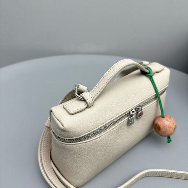 Borsa in pelle di mucca beige Extra Pocket L19