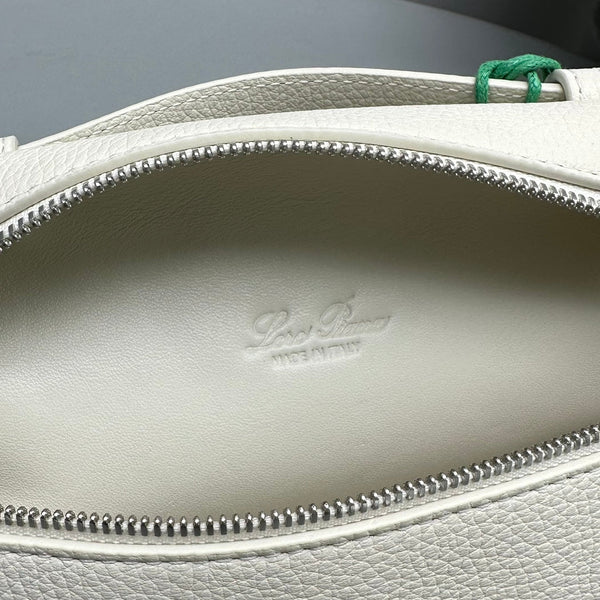 Borsa in pelle di mucca bianca Extra Pocket L19