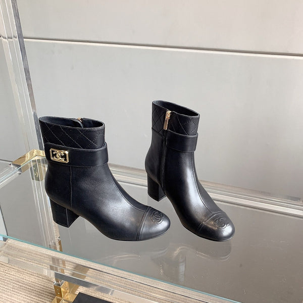 CC Square Toe Ankle Boots 70mm Black Cowhide 464564