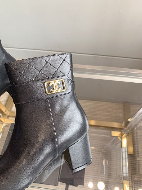 CC Square Toe Ankle Boots 70mm Black Cowhide 464564