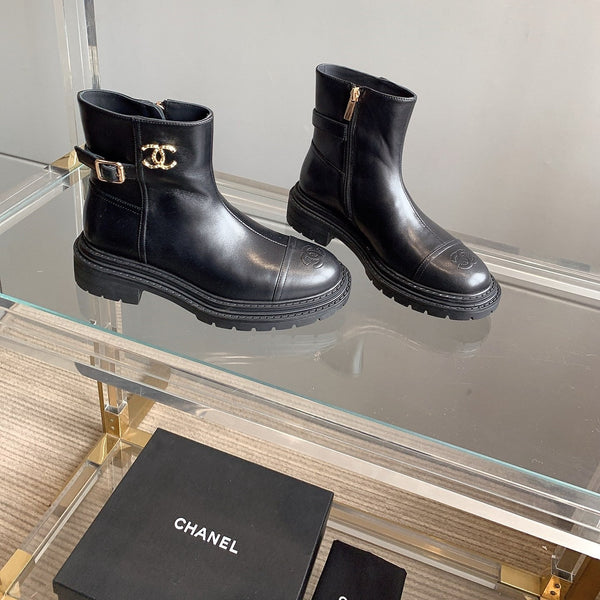 CC Cap Toe Ankle Boots Black Cowhide 464570