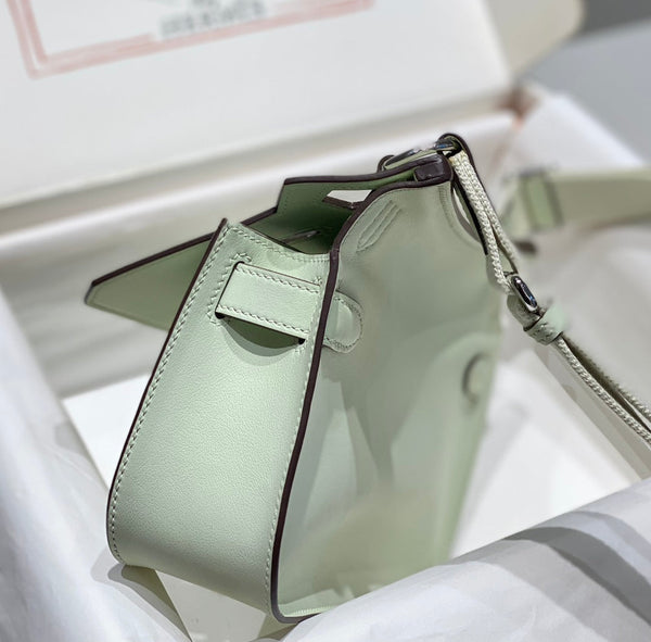 KELLY 23CM JYPSIERE LIGHT GREEN LEATHER CROSSBODY BAG SHW