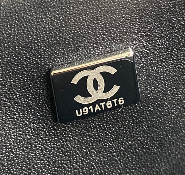 coco handle medium flap bag 28cm black quilted caviar dark red top handle