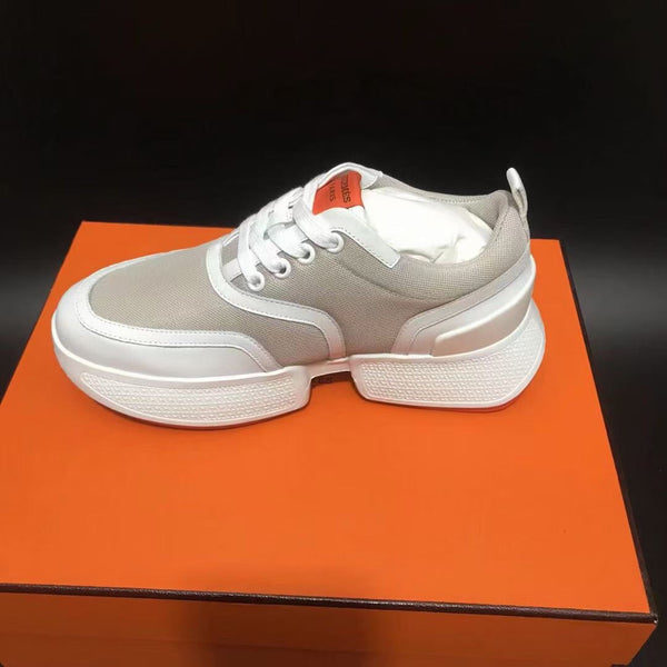 HM Giga 50 Sneaker Soft Taupe Canvas White Goatskin Orange