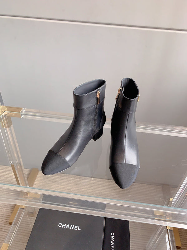 CC Low-Cut Logo Ankle Boots 50mm Black Sheepskin Frabic 464558