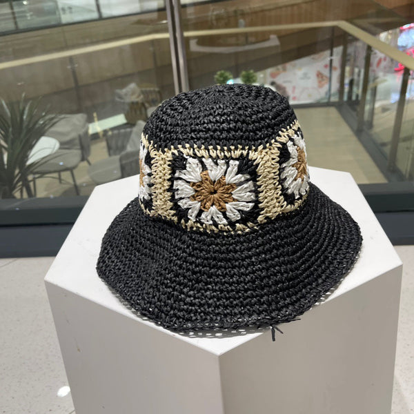 BUCKET HAT IN BLACK MIX COLORFUL RAFFIA 956213