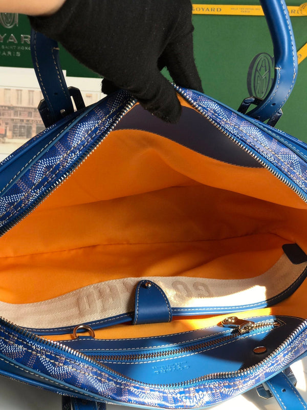 AMBASSADE DOCUMENT CASE 35 IN SAPPHIRE BLUE GOYARDINE CANVAS