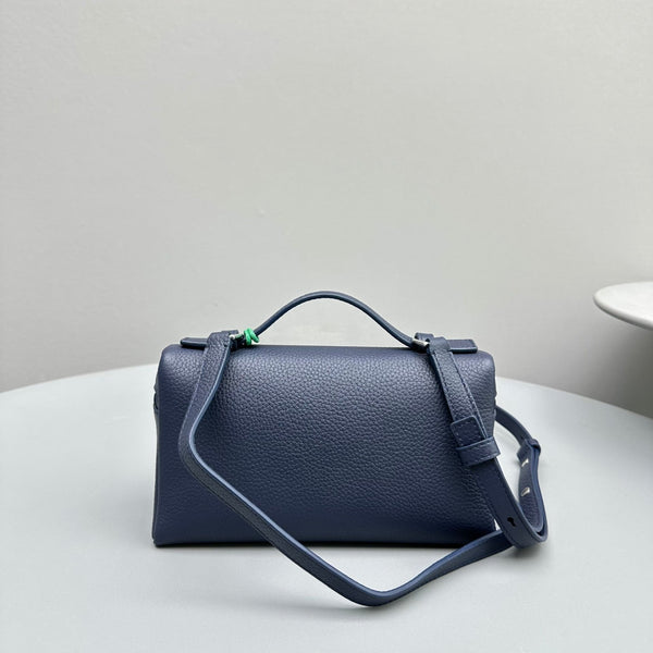 Borsa in pelle bovina blu navy Extra Pocket L19