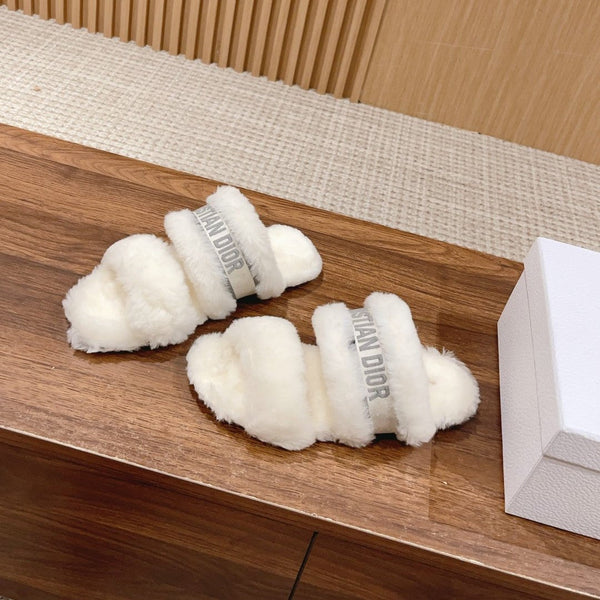 CD Sandal White Grey Fleece And Canvas Fabric