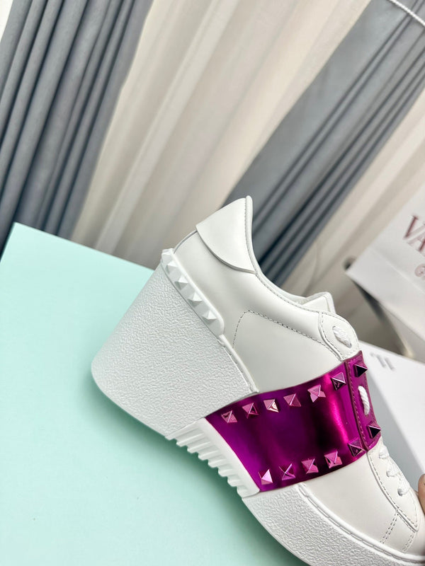 SNEAKER FLATFORM ROCKSTUD UNTITLED IN PELLE DI VITELLO BIANCO MIX MAGENTA VIOLA
