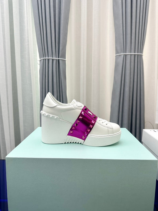 SNEAKER FLATFORM ROCKSTUD UNTITLED IN PELLE DI VITELLO BIANCO MIX MAGENTA VIOLA