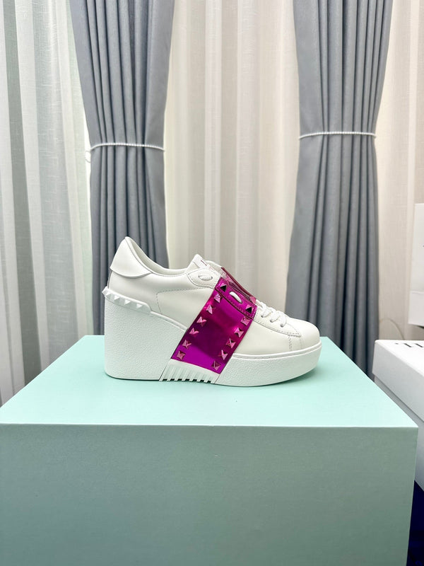 SNEAKER FLATFORM ROCKSTUD UNTITLED IN PELLE DI VITELLO BIANCO MIX MAGENTA VIOLA