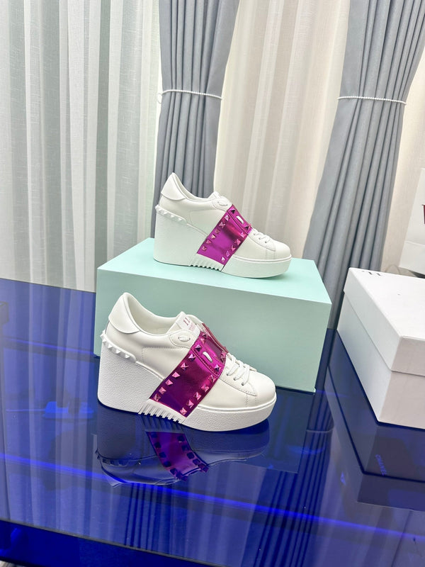 SNEAKER FLATFORM ROCKSTUD UNTITLED IN PELLE DI VITELLO BIANCO MIX MAGENTA VIOLA