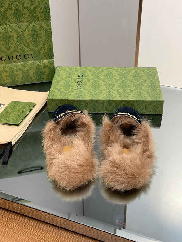 MULE HORSEBIT IN CAMOSCIO BLU NAVY E FODERA IN LANA DI AGNELLO