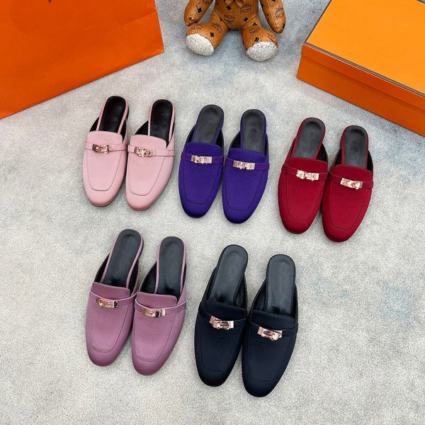 OZ Mule Purple Silk Panno Spesso/Pelle di Pecora