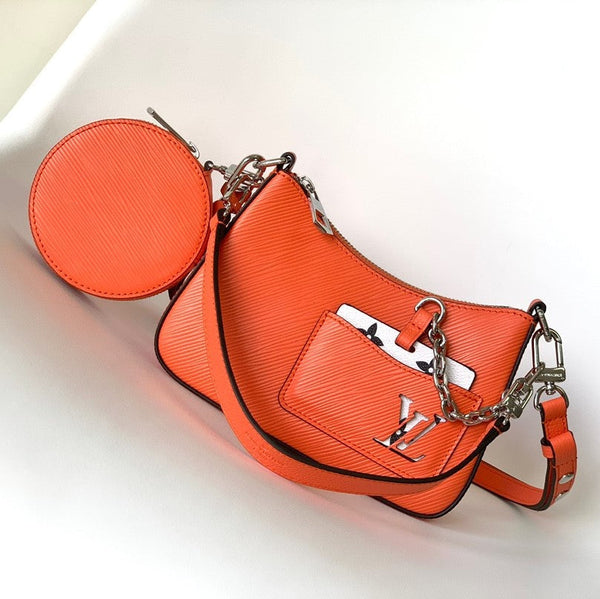 LV Marellini 19cm Orange Epi Grain Cowhide Metal HW