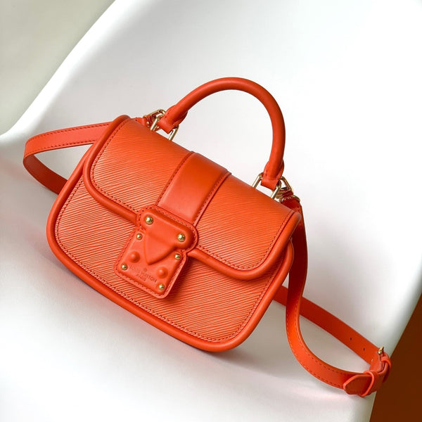 LV Hide & Seek Handbag 21cm Orange Epi Grain Cowhide GHW