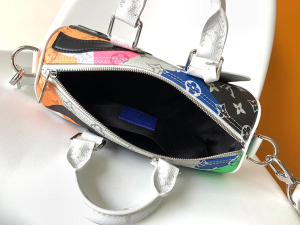 LV M46701 Keepall Bandoulière 25 Multicolor Monogram Canvas & Cowhide