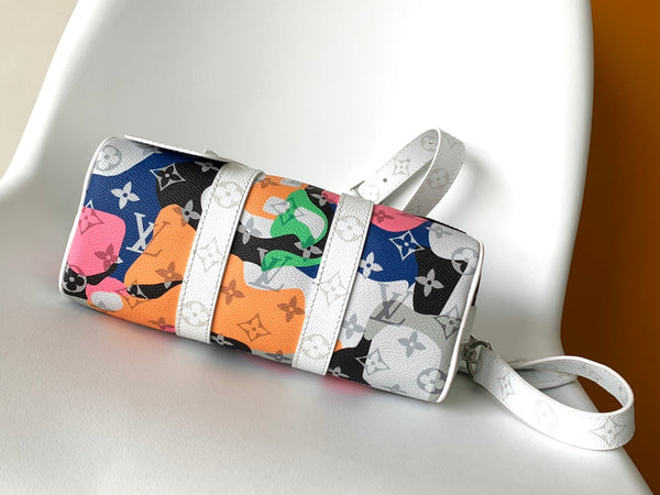 LV M46701 Keepall Bandoulière 25 Multicolor Monogram Canvas & Cowhide