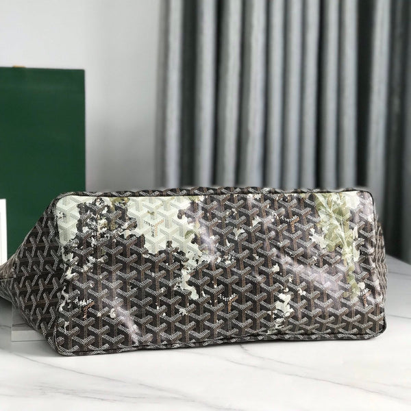 SAINT LOUIS GM BAG 40 IN GREEN MIX BLACK GOYARDINE CANVAS