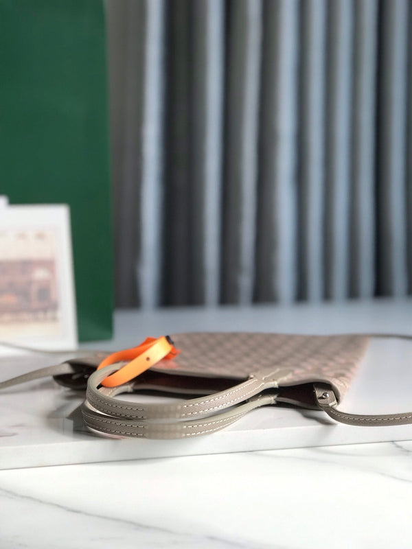 POITIERS CLAIRE-VOIE BAG 24 IN GREY MIX PINK GOYARDINE CANVAS AND CALFSKIN