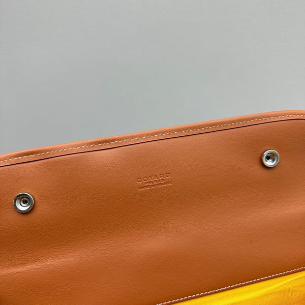 LEGER BACKPACK 37 IN BLACK GOYARDINE CANVAS WITH TAN CALFSKIN TRIM