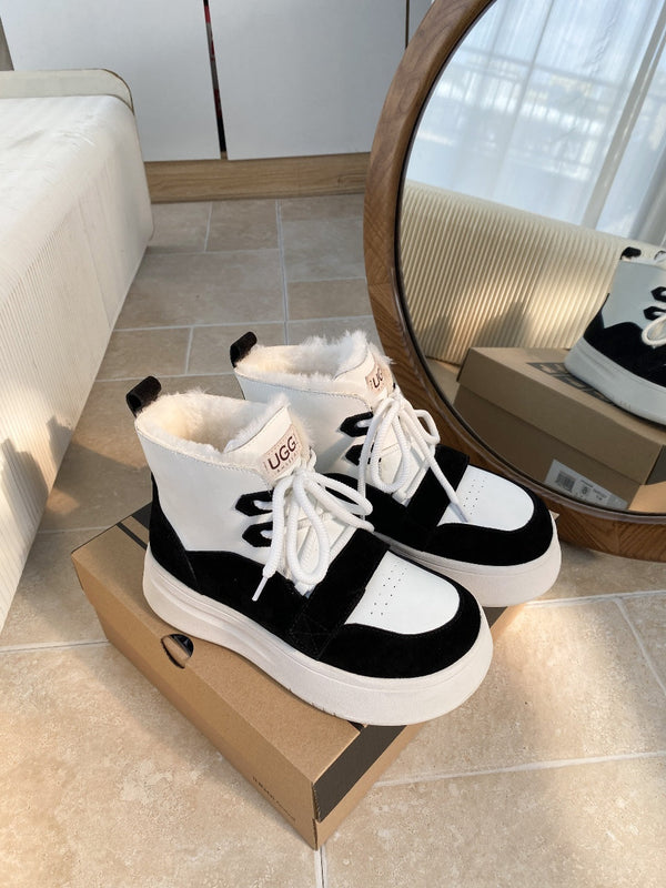 UGG Tasman-inspired Platform Boots Black White Suede 512831