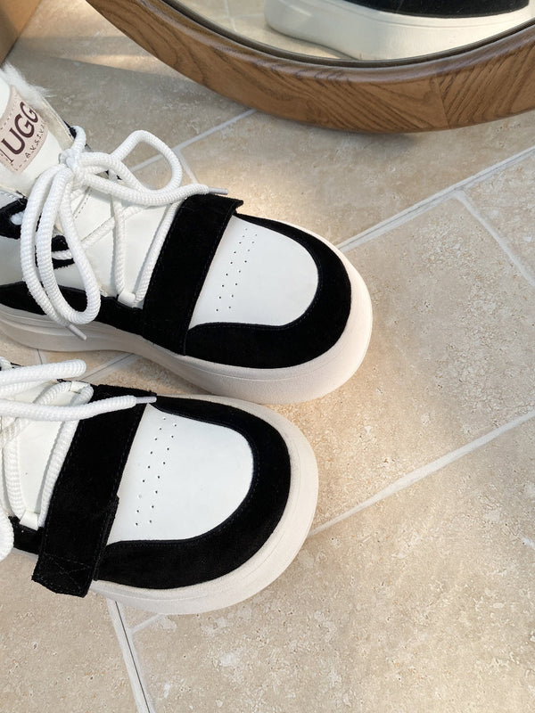 UGG Tasman-inspired Platform Boots Black White Suede 512831