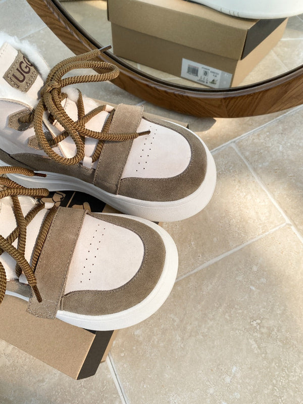 UGG Tasman-inspired Platform Boots Brown Off White Suede 512833