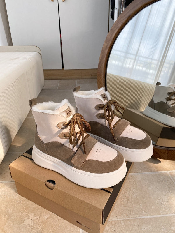 UGG Tasman-inspired Platform Boots Brown Off White Suede 512833