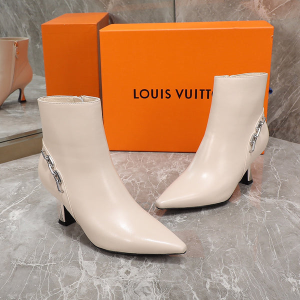 Stivaletto LV Sparkle in pelle di agnello beige da 65 mm