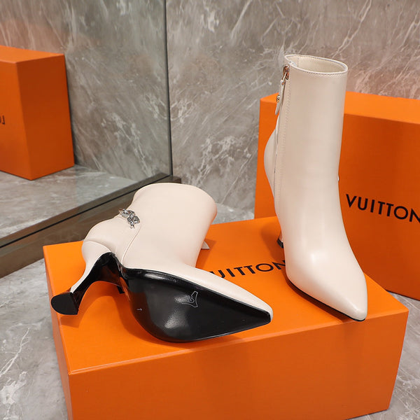 Stivaletto LV Sparkle in pelle di agnello beige 95mm