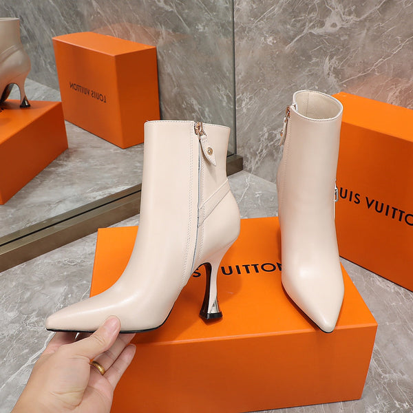 Stivaletto LV Sparkle in pelle di agnello beige 95mm