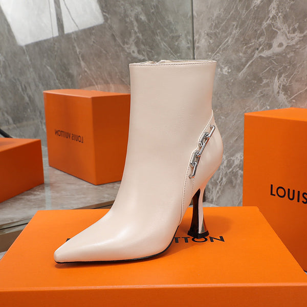 Stivaletto LV Sparkle in pelle di agnello beige 95mm