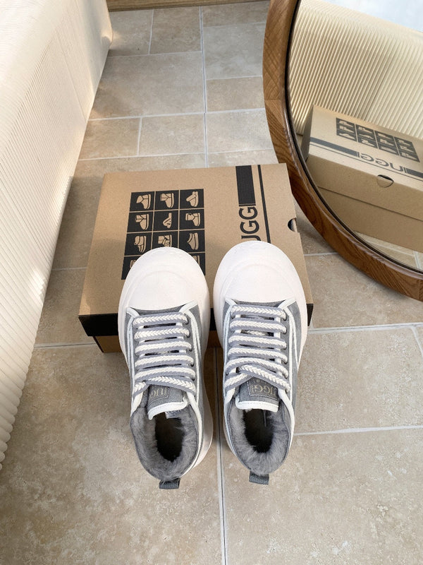 UGG Casual Sports Sneakers Grey White Suede Wool Rubber 512823